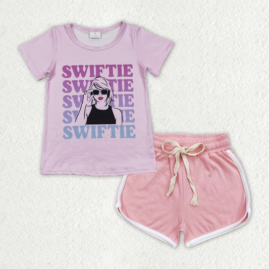 GSSO1311 Baby Girls Baby Swiftie Singer Fans Pink Shorts Outfit