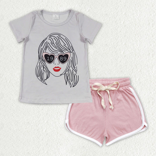 GSSO1327 Taylor Swift Top cotton Light Pink Shorts Outfit