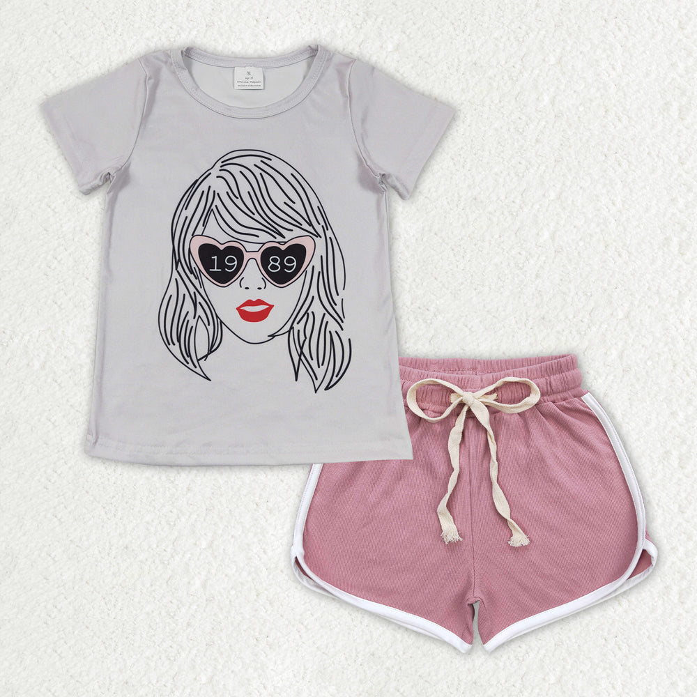 GSSO1328 Taylor Swift Top cotton Dark Pink Shorts Outfit