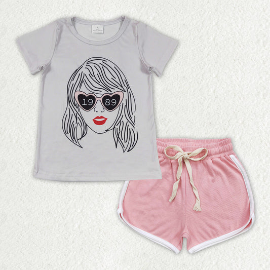 GSSO1330 Taylor Swift Top Cotton Light Pink Shorts Outfit