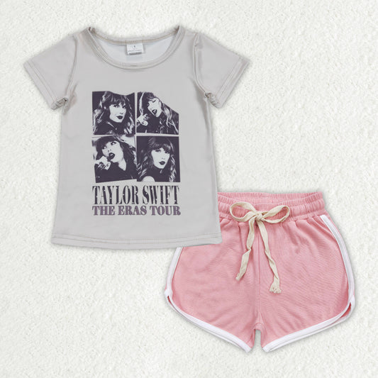 GSSO1330 Taylor Swift Top Cotton Light Pink Shorts Outfit