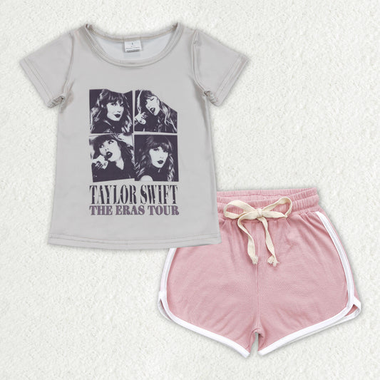 GSSO1335 Taylor Swift The Eras Tour Top Cotton Ligth Pink Shorts Outfit