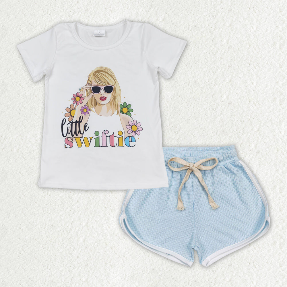 GSSO1338 Little Swiftie Top Cotton Sky Blue Shorts Outfit