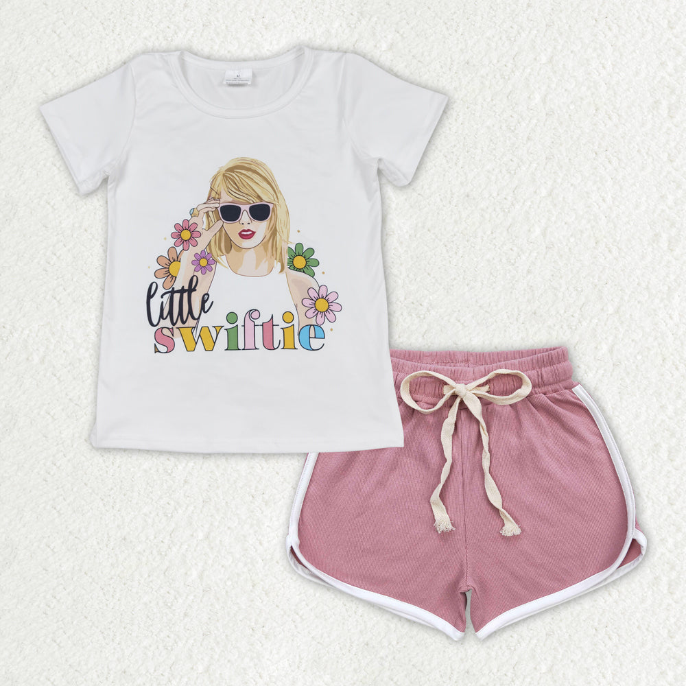 GSSO1340 Little Swiftie Top Cotton Dark Pink Shorts Outfit