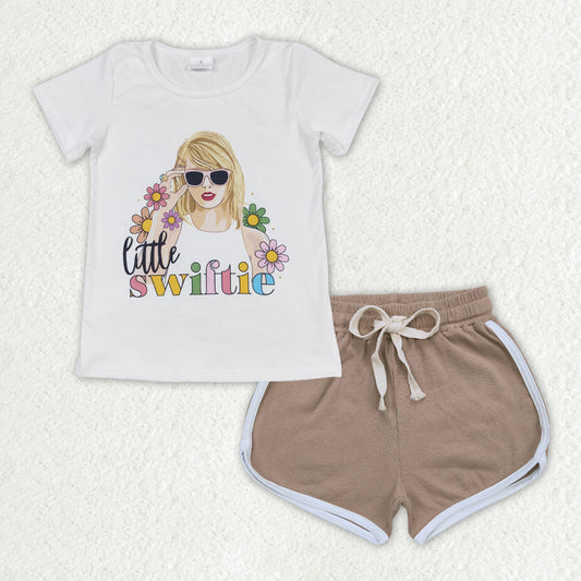 GSSO1341 Little Swiftie Top Cotton Brown Shorts Outfit