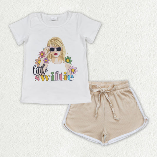 GSSO1342 Little Swiftie Top Cotton Khaki Shorts Outfit