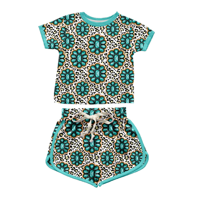 GSSO1349 Hot Baby Blue Girls Boutique Kid Clothing Set