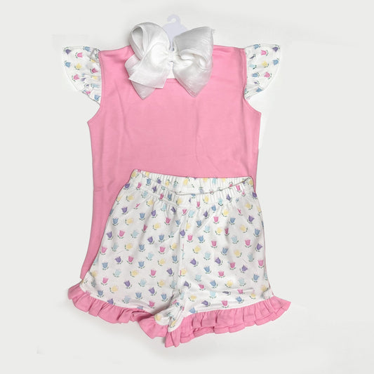 GSSO1368 Pink Girls Wholesale Baby Kids Wear Boutique Kid Clothing Set