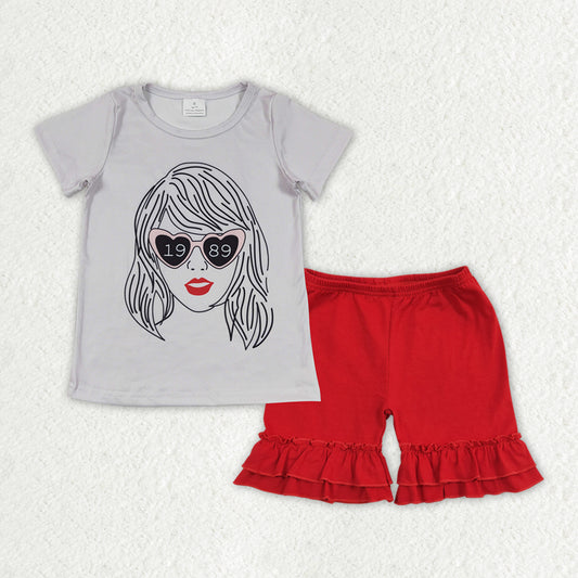 GSSO1377 Red Singer Baby Girls Shorts Outfit