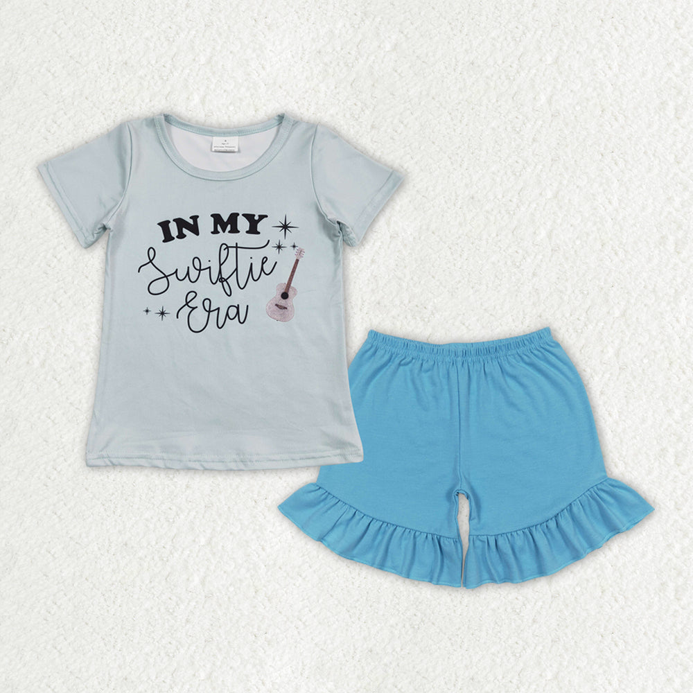 GSSO1380 Blue Cute Singer Baby Girls Shorts Outfit