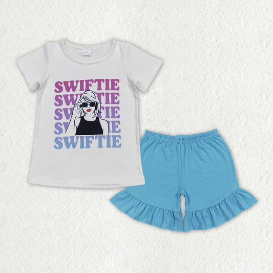 GSSO1381 Blue Cute Singer Baby Girls Shorts Outfit