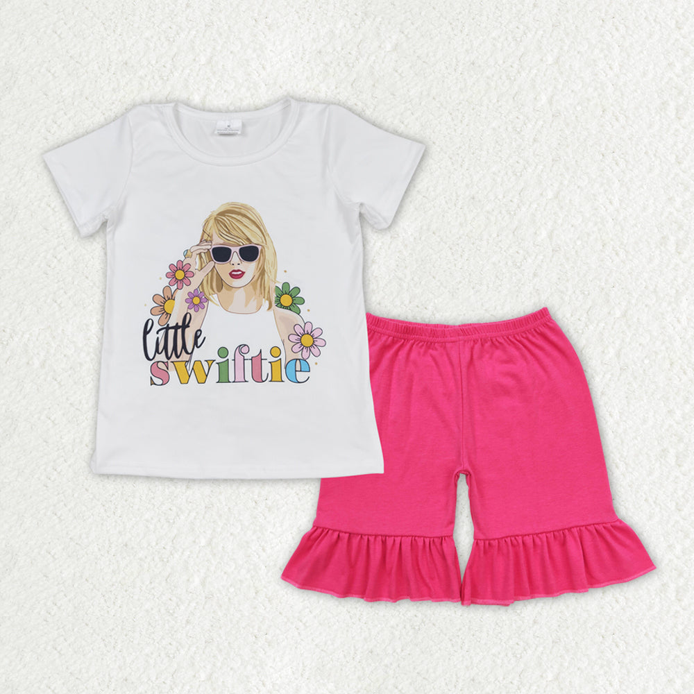 GSSO1386 Rose Red little Swiftie Singer Baby Girls Shorts Outfit