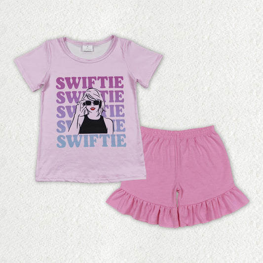 GSSO1388 Purple Cute little Swiftie Singer Baby Girls Shorts Outfit