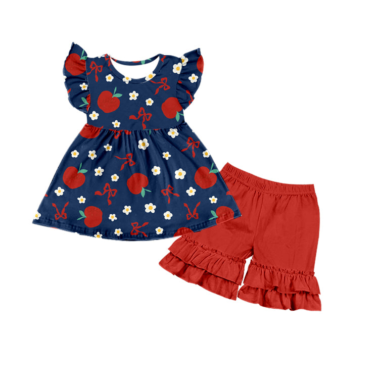 GSSO1418 Apple Wholesale Baby Kids Design Boutique Kid Clothing Set