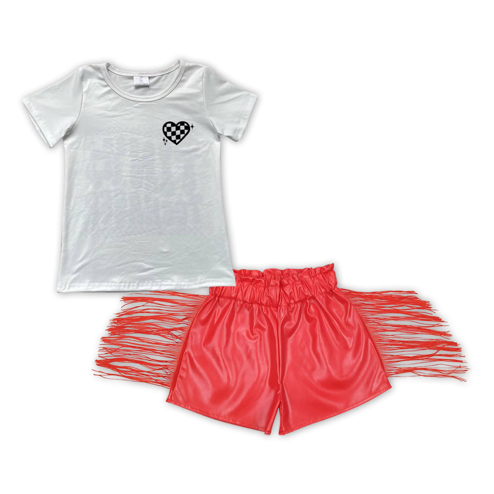 Red leather Baby Kids Design Boutique Kid Clothing Set