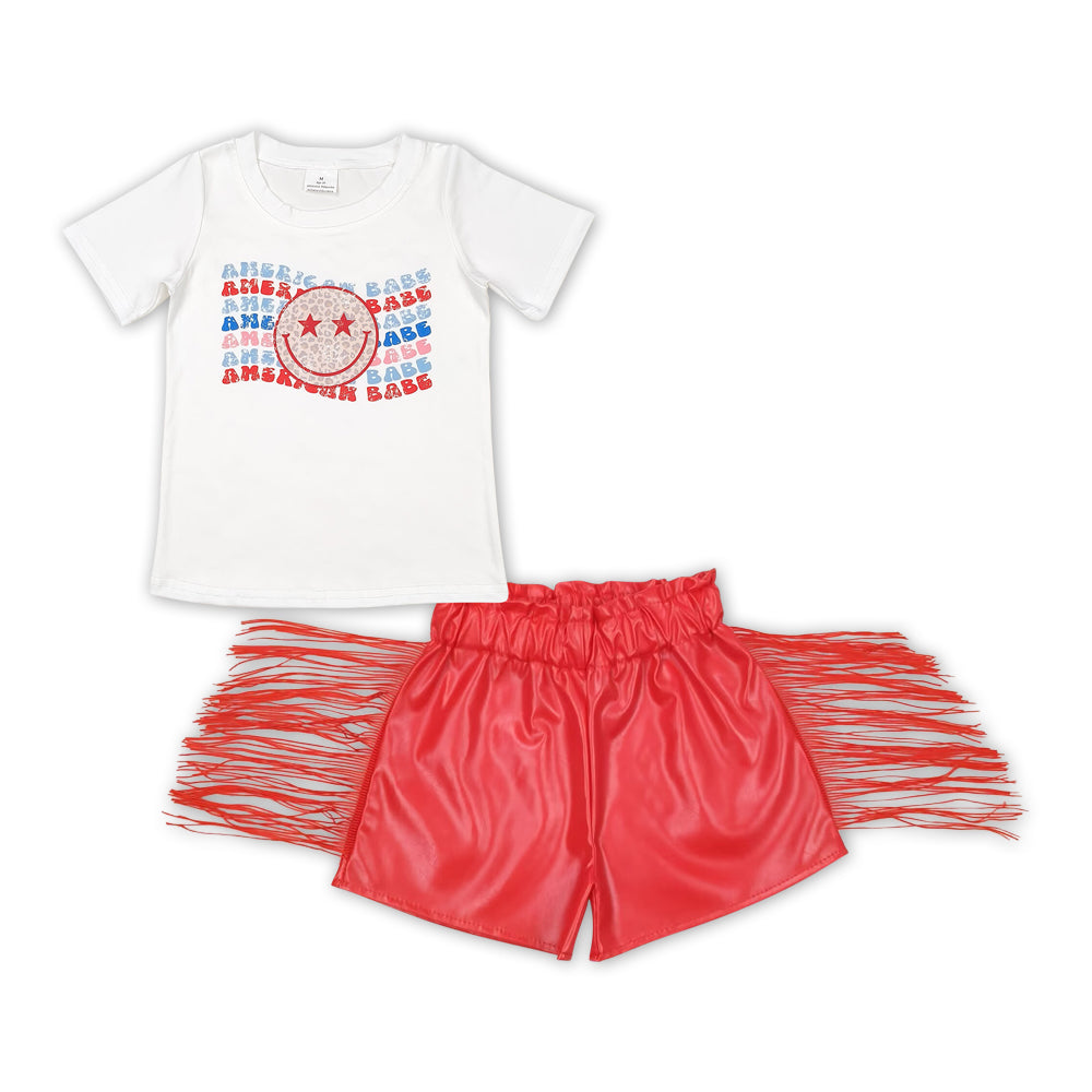 Red leather Baby Kids Design Boutique Kid Clothing Set