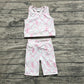 4.18 GSSO1544 Baby Girls Pink Tennis Bow Yoga Vest Short Active Wear Clothes Sets Pre order