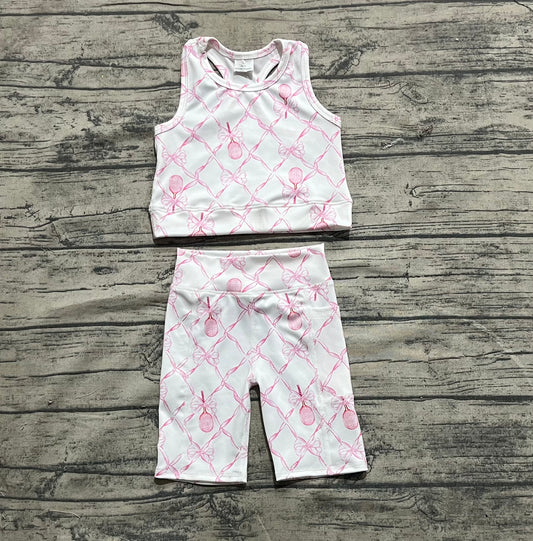 4.18 GSSO1544 Baby Girls Pink Tennis Bow Yoga Vest Short Active Wear Clothes Sets Pre order