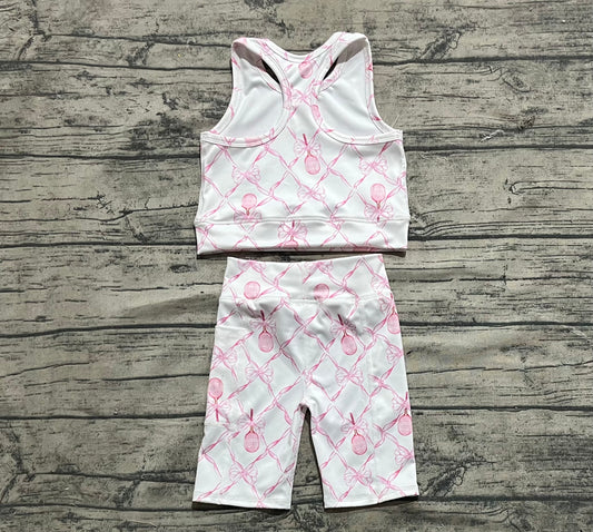 4.18 GSSO1544 Baby Girls Pink Tennis Bow Yoga Vest Short Active Wear Clothes Sets Pre order