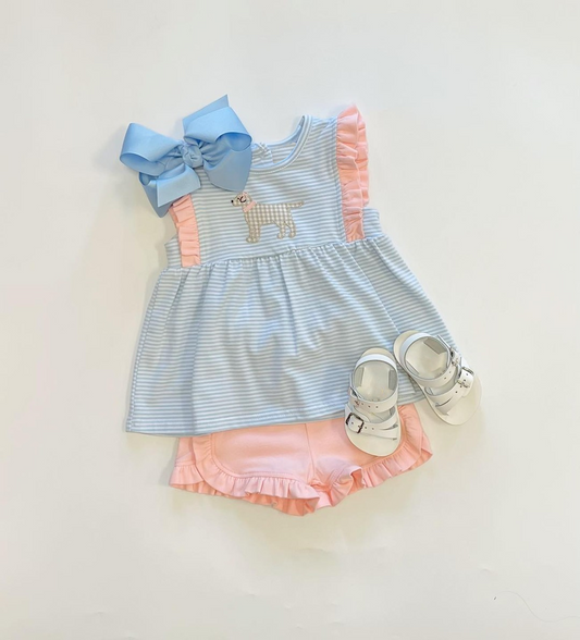 GSSO1563 Dog Girls Summer Short Sleeve Wholesale Boutique Kid Outfit Clothing Set