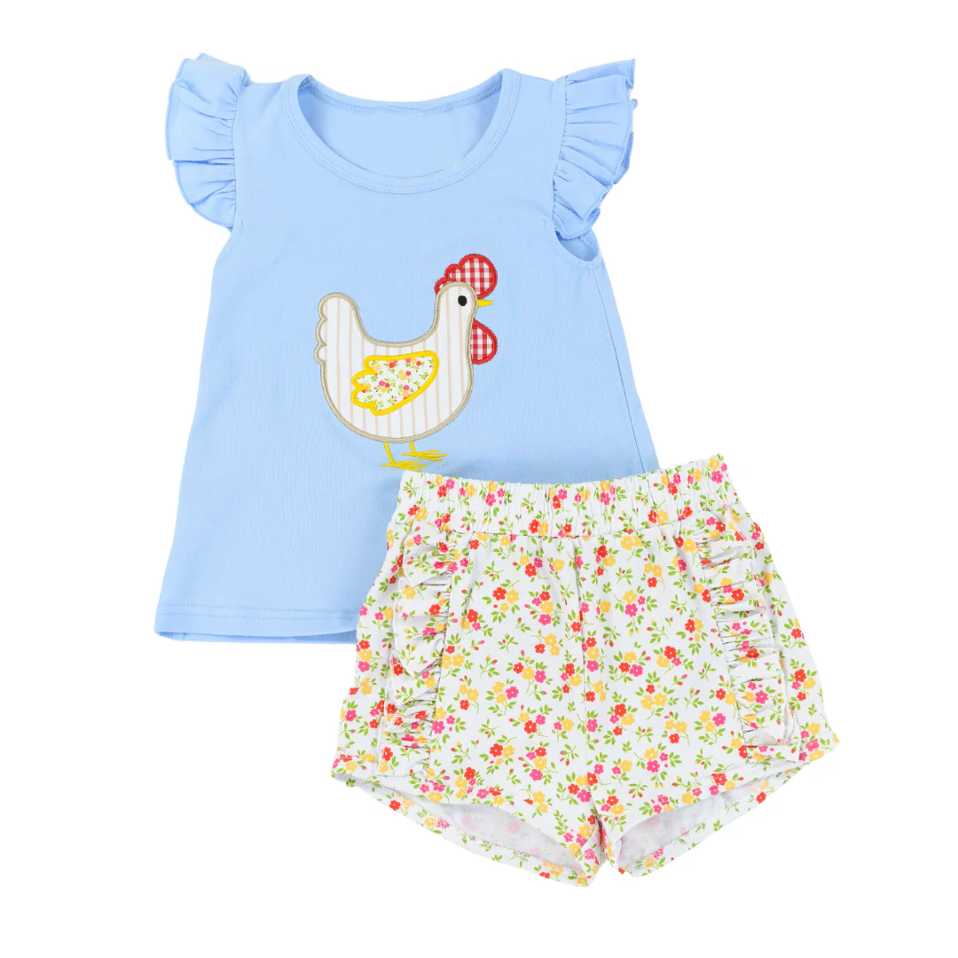 GSSO1565 Chicken Girls Summer Short Sleeve Wholesale Boutique Kid Outfit Clothing Set