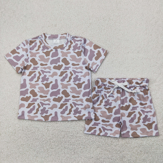 RTS NO MOQ Baby Boys kids Summer Sets GSSO1725 Grey Camouflage Shirt Shorts Outfits Clothes Sets