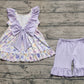 3.31 GSSO2306 Baby Girls Light Blue Flowers Tunic Ruffle Shorts Clothes Sets pre order