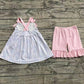 3.29 GSSO2429 Baby Girls Pink Strap Floral Stripe Tunic Ruffle Short Set pre order