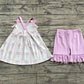3.29 GSSO2430 Baby Girls Purple Strap Floral Stripe Tunic Ruffle Short Set pre order