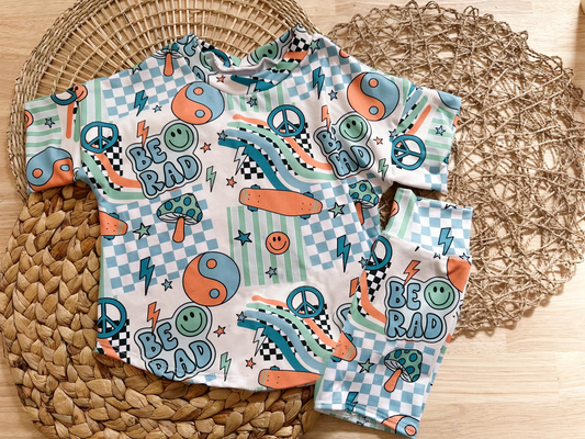 4.12 GSSO2436 Baby Girls Aqua Short Sleeves Stars Lightning Top Short Pajamas Set Pre order
