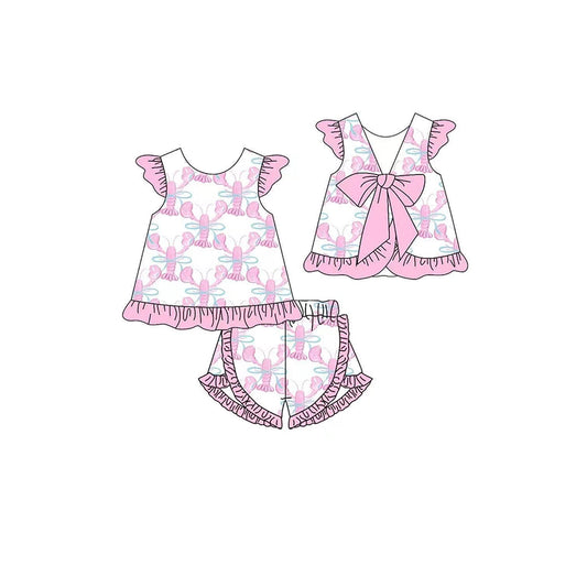 4.10 GSSO2461 Baby Girls Pink Crayfishes Tunic Ruffle Short Set Pre order