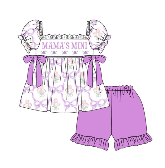 4.7 GSSO2489 Baby Girls Bows Mama's Mini Tunic Ruffle Short Set Pre order