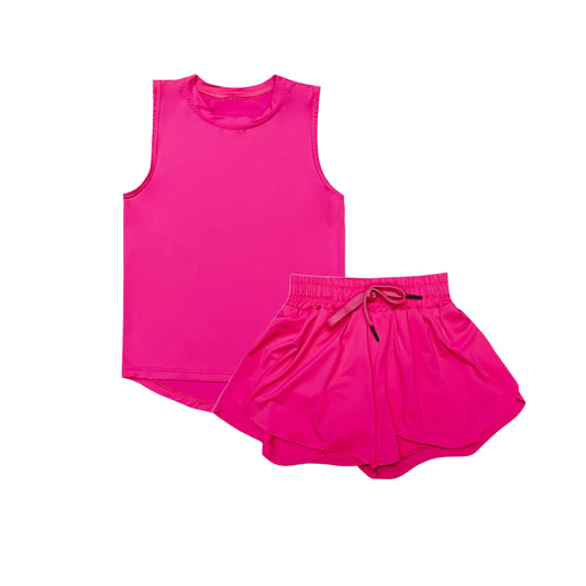 4.1 GSSO2500 Pink sleeveless top shorts kids girls activewear set pre order