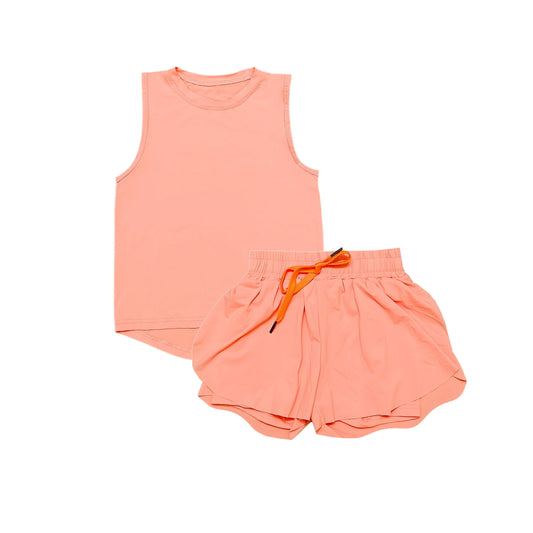 4.1 GSSO2502 Orange sleeveless top shorts kids girls activewear set pre order