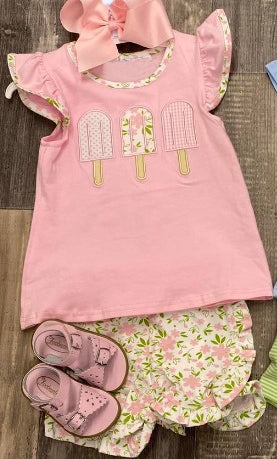 4.7 GSSO2508 Baby Girls Popsicle Top Floral Ruffle Short Set Pre order