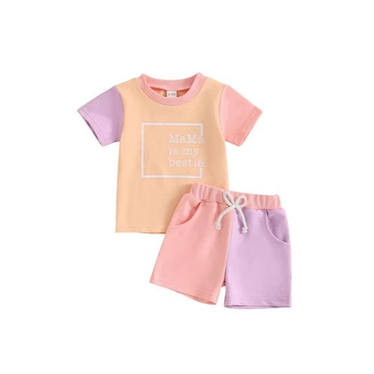 3.28 GSSO2531 Cute Baby Girls Short Sleeves Tunic Short Set Pre order