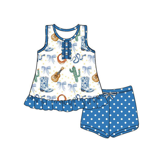 3.28 GSSO2535 Blue Cute Baby Girls Short Sleeves Tunic Short Set Pre order