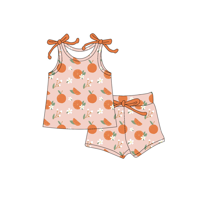 4.8 GSSO2563 Baby Girls Strap Oranges Flowers Top Short Summer Set Pre order