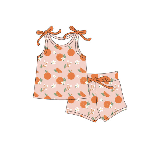 4.8 GSSO2563 Baby Girls Strap Oranges Flowers Top Short Summer Set Pre order