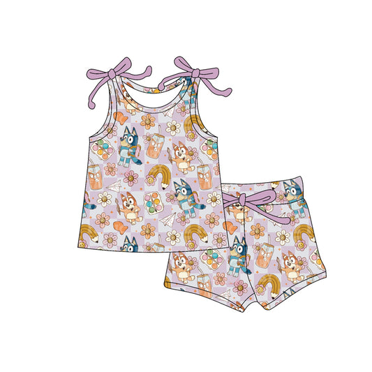 4.11 GSSO2579 Baby Girls Back to School Cartoon Dog Shorts Set Pre order