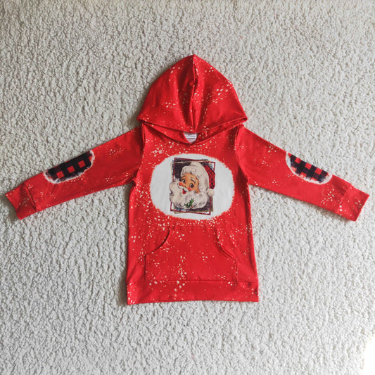 GT0052 Red Cute Christmas Hoodie Design Kid Long Sleeve Tee Shirt Tops