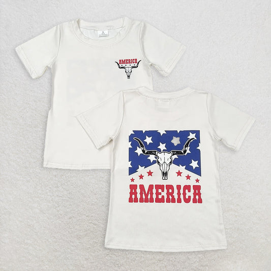 6.10 RTS NO MOQ Summer Baby Boys Shirt GT0465 Cow 4th Of July Short Sleeve Tee Shirts Tops