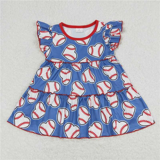 RTS NO MOQ Summer Sibling  Baby Girls Blue Baseball Top Skirt Shorts Outfits