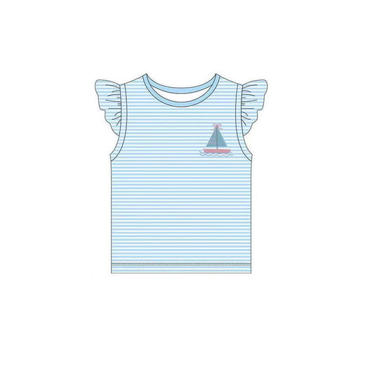 GT0582 Hot Sale Blue Cute kid cute pattern raglan shirts tops