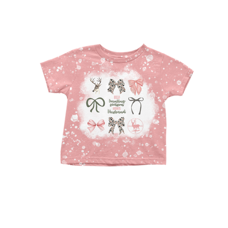 GT0748 Pink Duck bow Baby Boys Short Sleeve Tee Shirts Tops