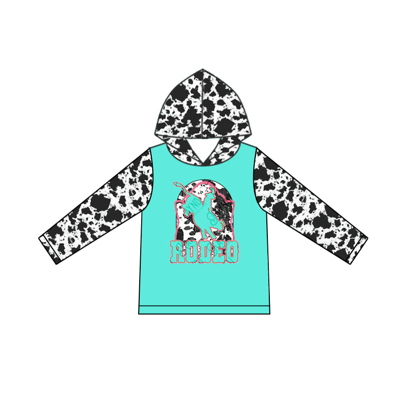 GT0777 Blue Cowboy Girls Long Sleeve Hoodie Top