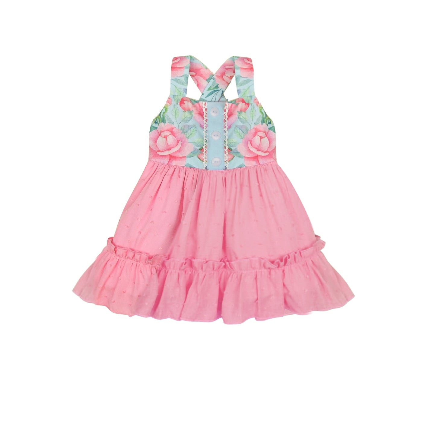 GT0860 Rose Red Cute Short Sleeve Cute Girl Spring Fall Boutique Kid Dresses