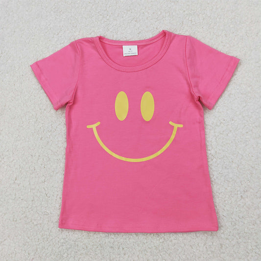 RTS NO MOQ Summer Baby Girls Short Sleeve Pink Short Sleeves Vinyl Tops