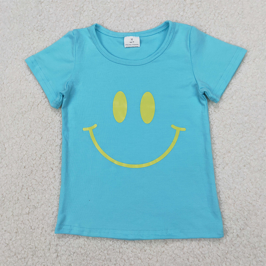 RTS NO MOQ Summer Baby Girls Short Sleeve GT0960 Blue Short Sleeves Tee Shirts Tops