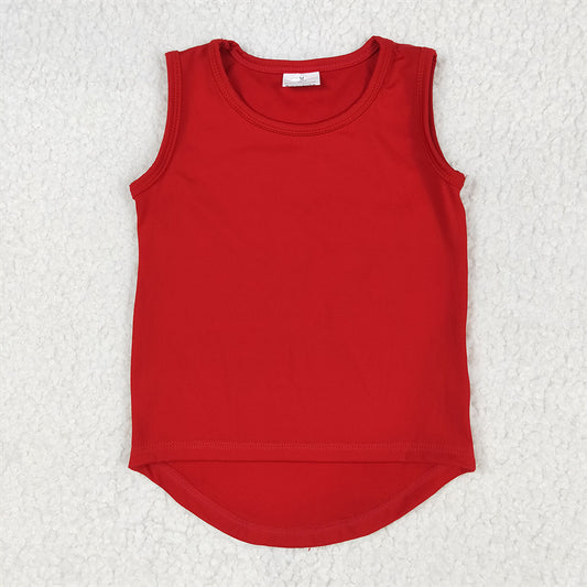 5.19 RTS NO MOQ Summer Baby Girls Short Sleeve GT0981 Red Sleeveless Yoga Vests Top